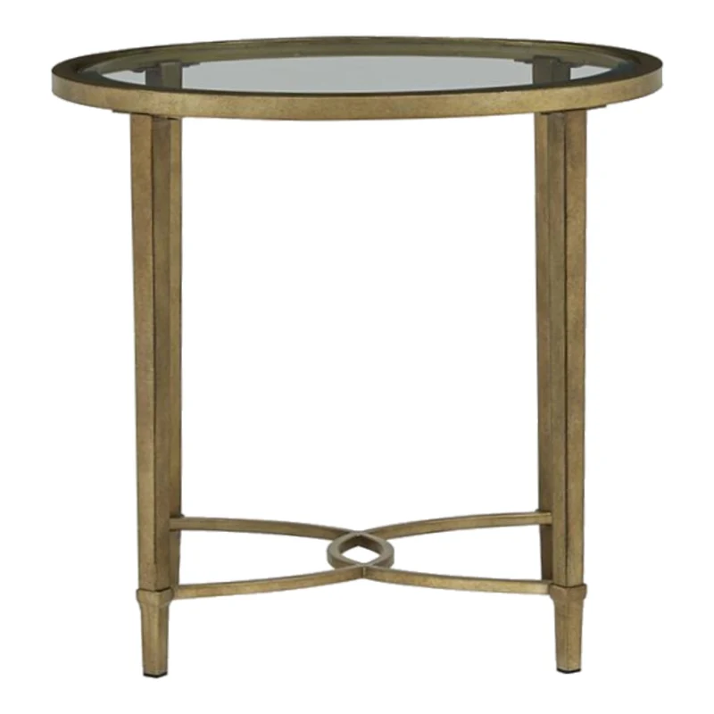 Table de bout en verre et métal argenté - Copia