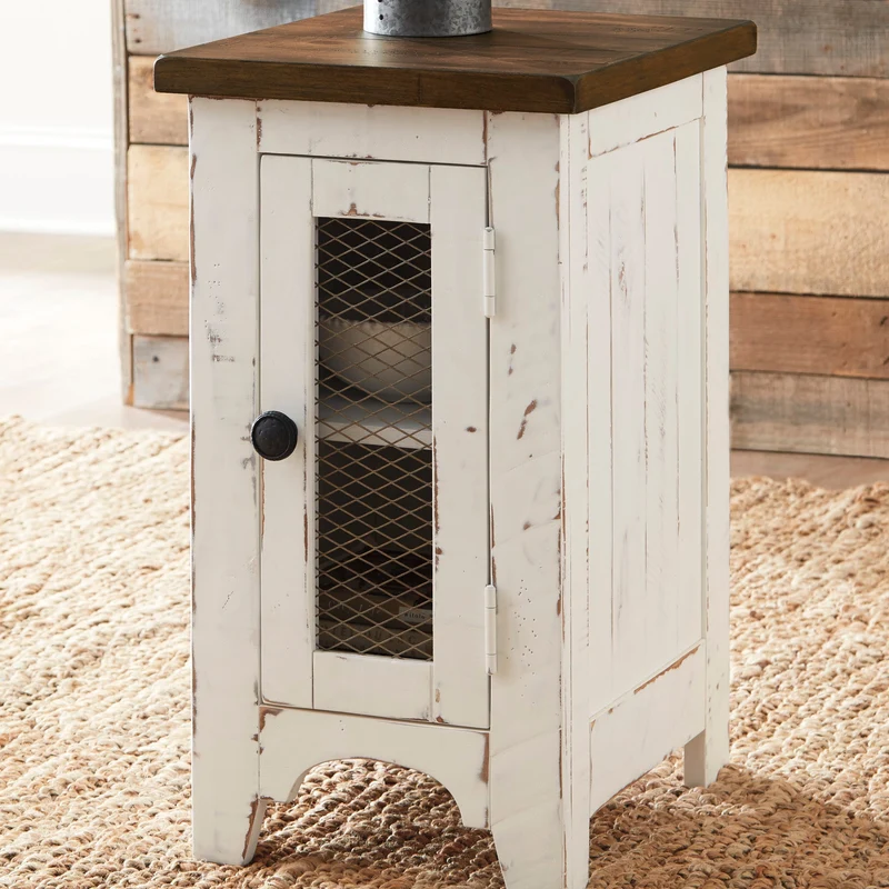 Table d'appoint en bois/placage bicolore avec 1 porte - Wystfield