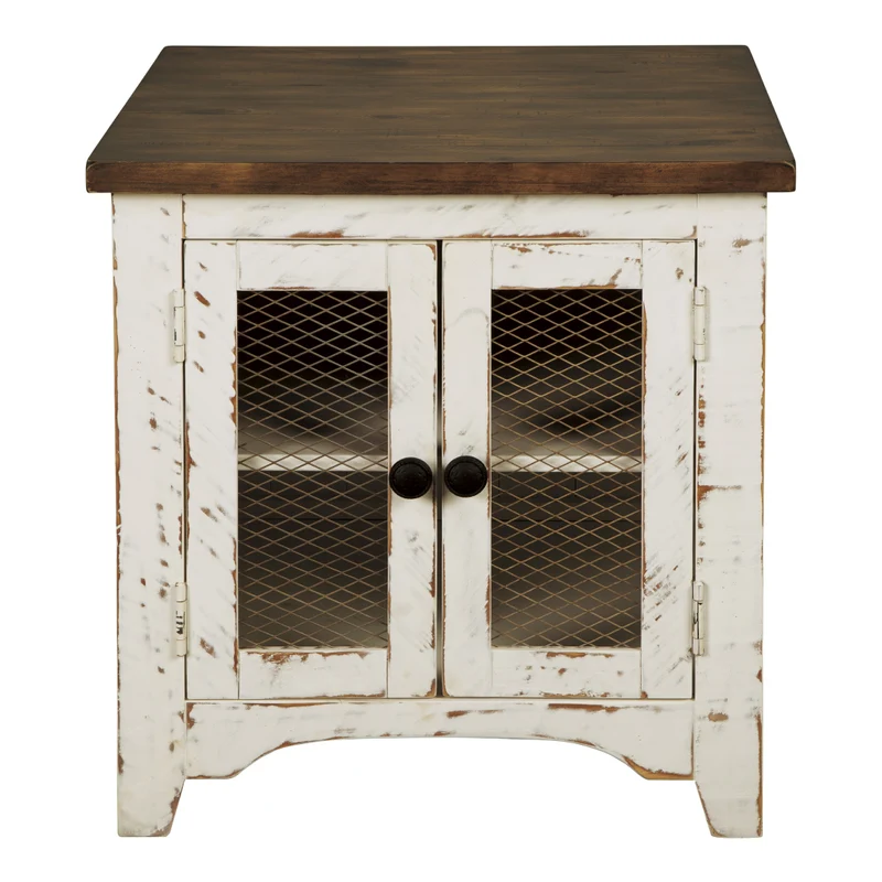 Table d'appoint en bois/placage bicolore avec 2 portes - Wystfield
