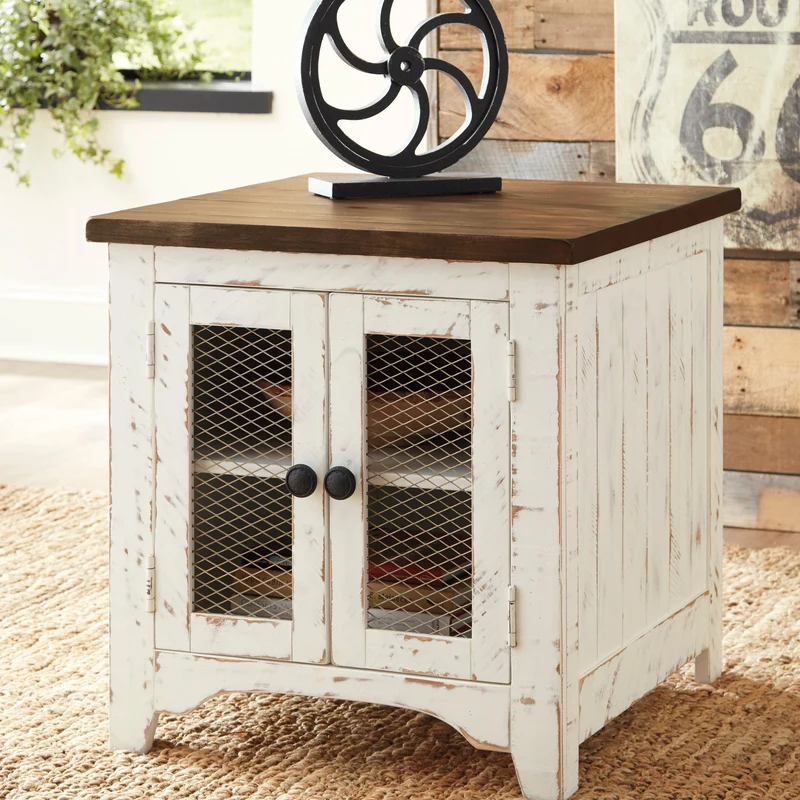 Table d'appoint en bois/placage bicolore avec 2 portes - Wystfield