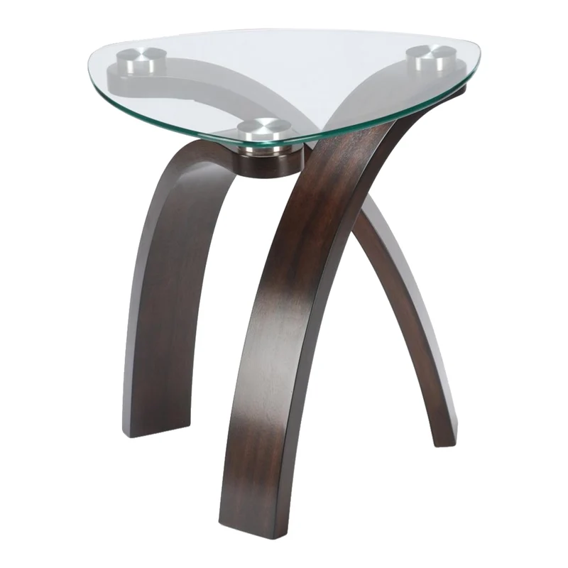 Table de bout en verre trempé et bois noyer - Allure
