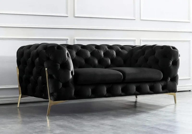 Canapés 3+2+1 chesterfield noir PACO