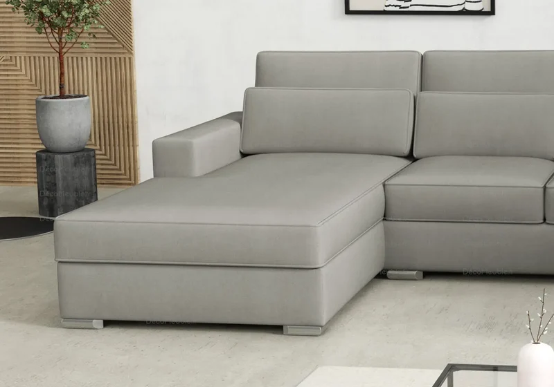 Canapé angle U velours gris - Lea