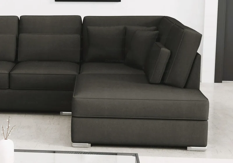 Canapé angle U velours anthracite - Lea