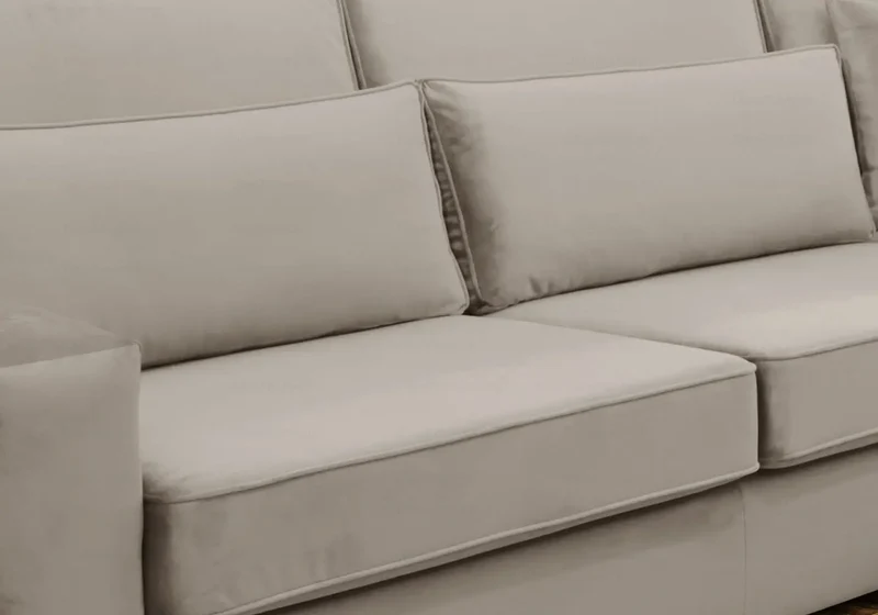 Canapé angle velours beige - Lea