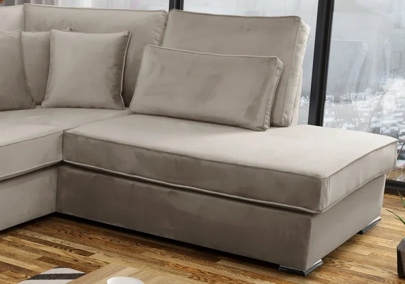 Canapé angle velours beige - Lea