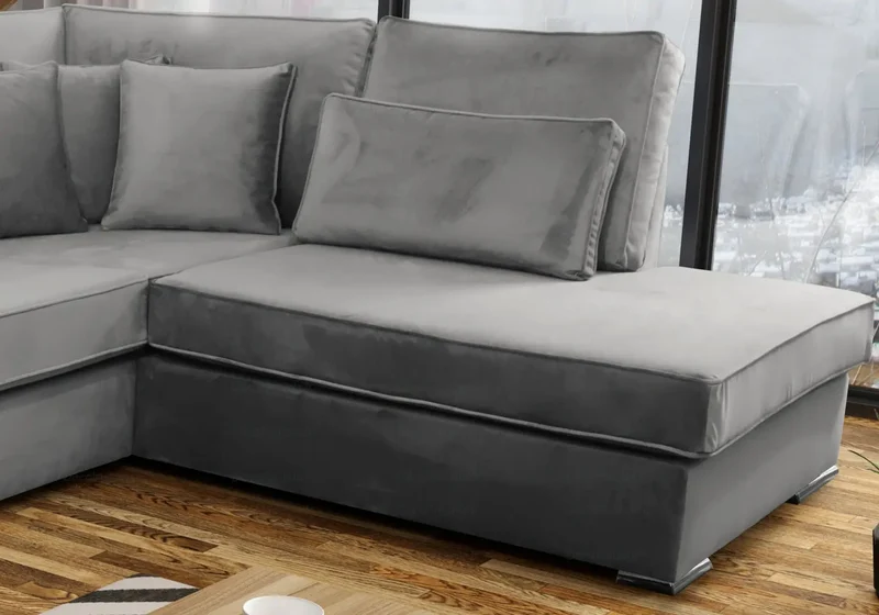 Canapé angle velours gris - Lea