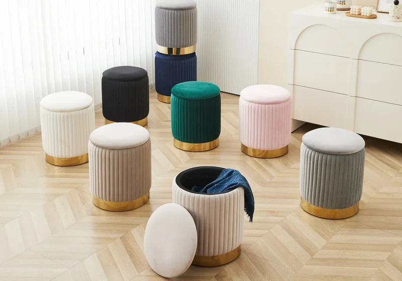 Pouf velours gris coffre - Iris