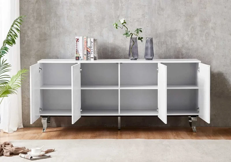 Buffet marbre noir laqué design - Axel