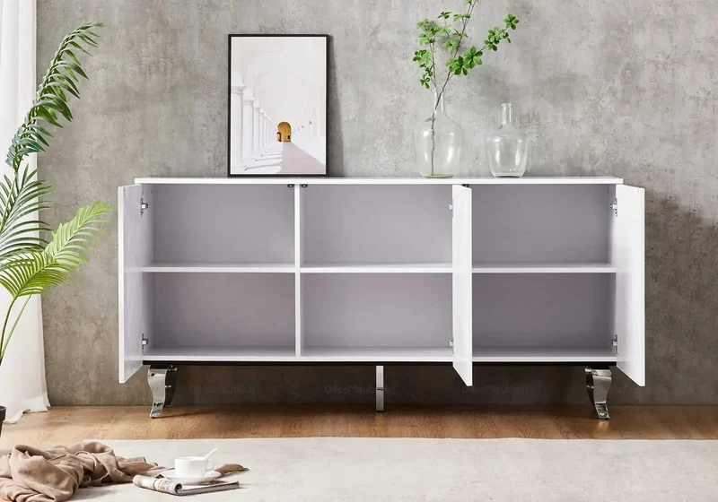 Buffet marbre noir laqué design - Axel