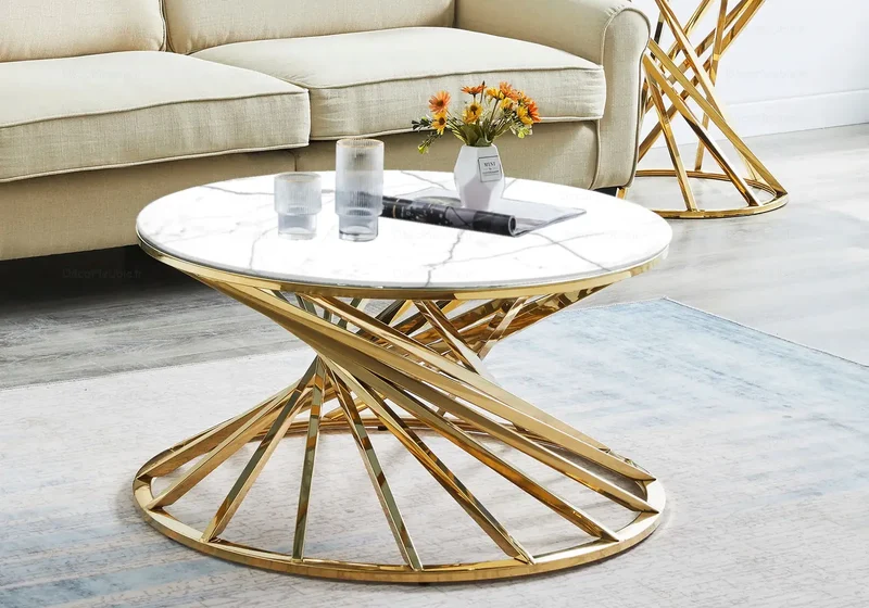 Table basse ronde en verre doré - Ruby