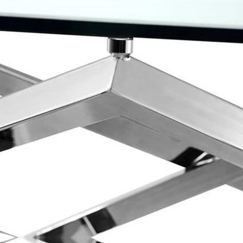 Table basse en verre et métal inox - Lenox Square