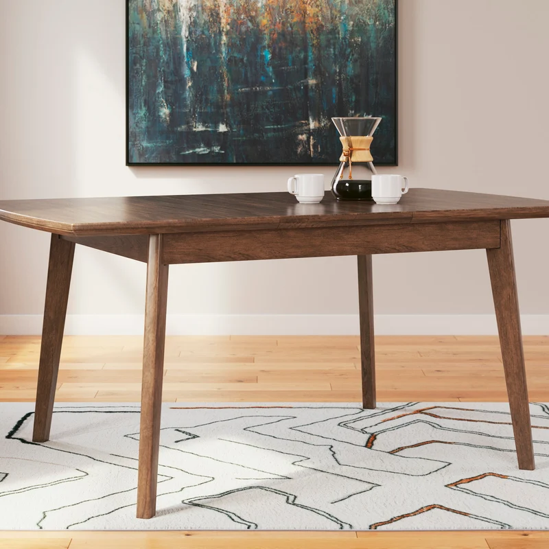 Table de salle à manger extensible en bois/placage de manguier brun - Lyncott