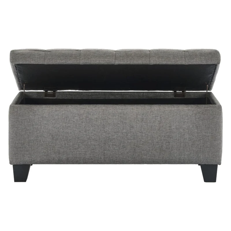 Banc de rangement en tissu gris - Lila