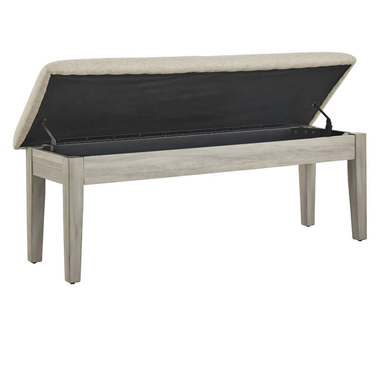 Banc de salle à manger rembourré en tissu beige avec rangement - Parellen