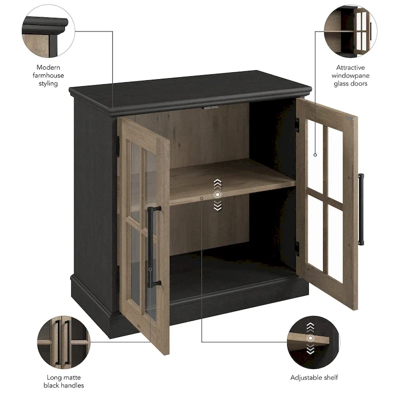 Armoire de rangement 32" avec portes vitrées
