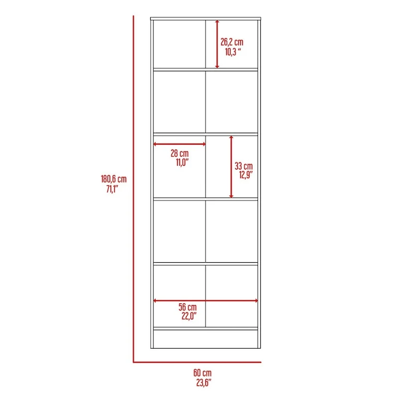 Armoire à linge sur pied avec 5 étagères L 60 cm x H 180,5 cm