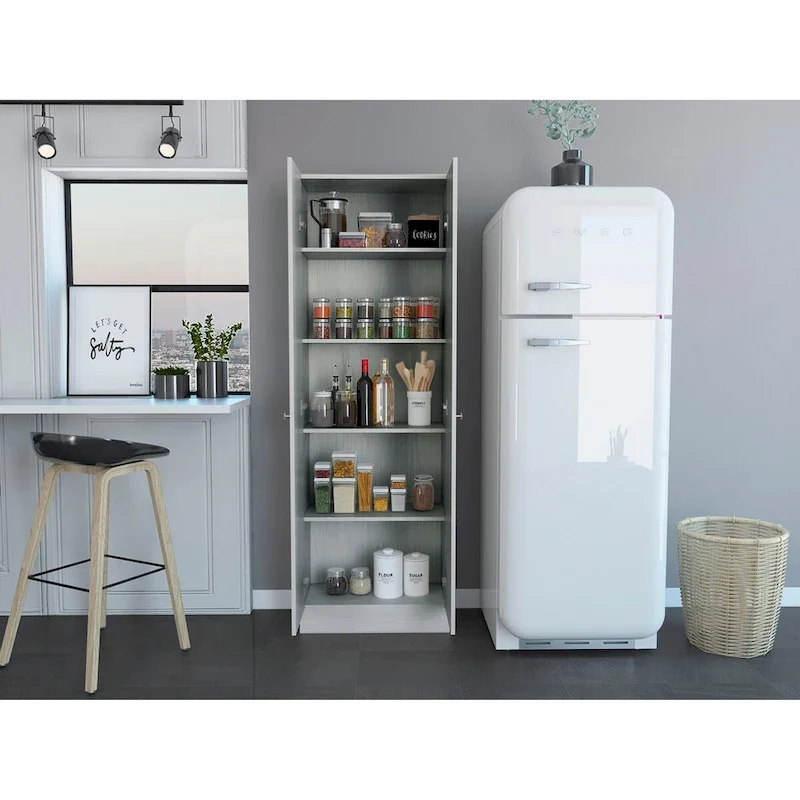 Armoire à linge sur pied avec 5 étagères L 60 cm x H 180,5 cm