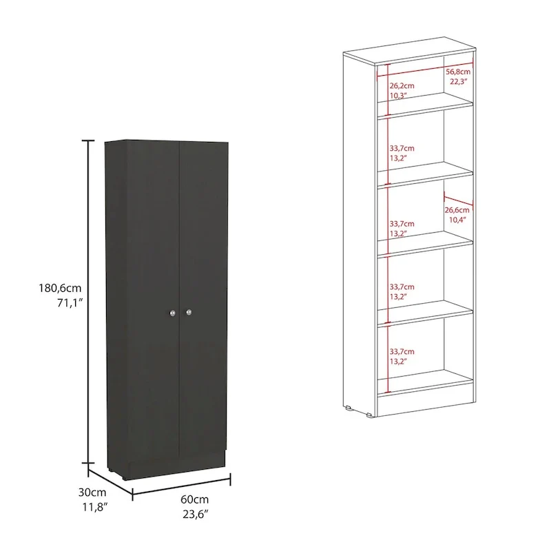 Armoire à linge sur pied avec 5 étagères L 60 cm x H 180,5 cm