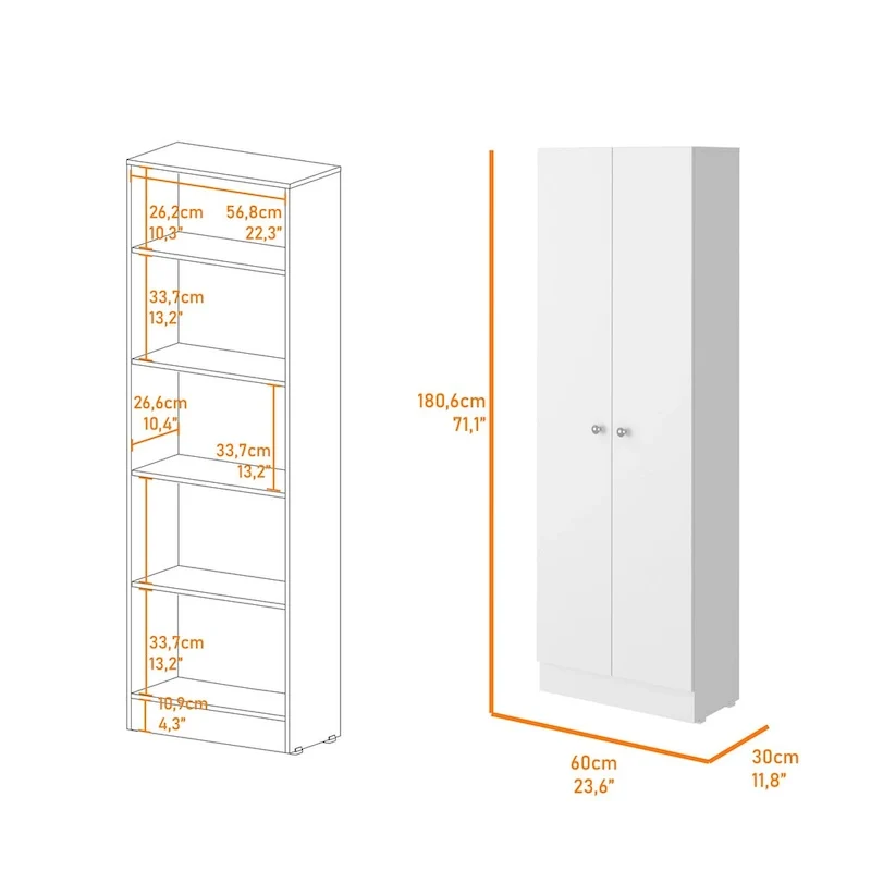 Armoire à linge sur pied avec 5 étagères L 60 cm x H 180,5 cm