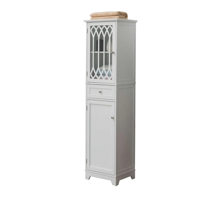 Meuble de Rangement Haut pour Salle de Bain - Colonne de Salle de Bain, Blanc