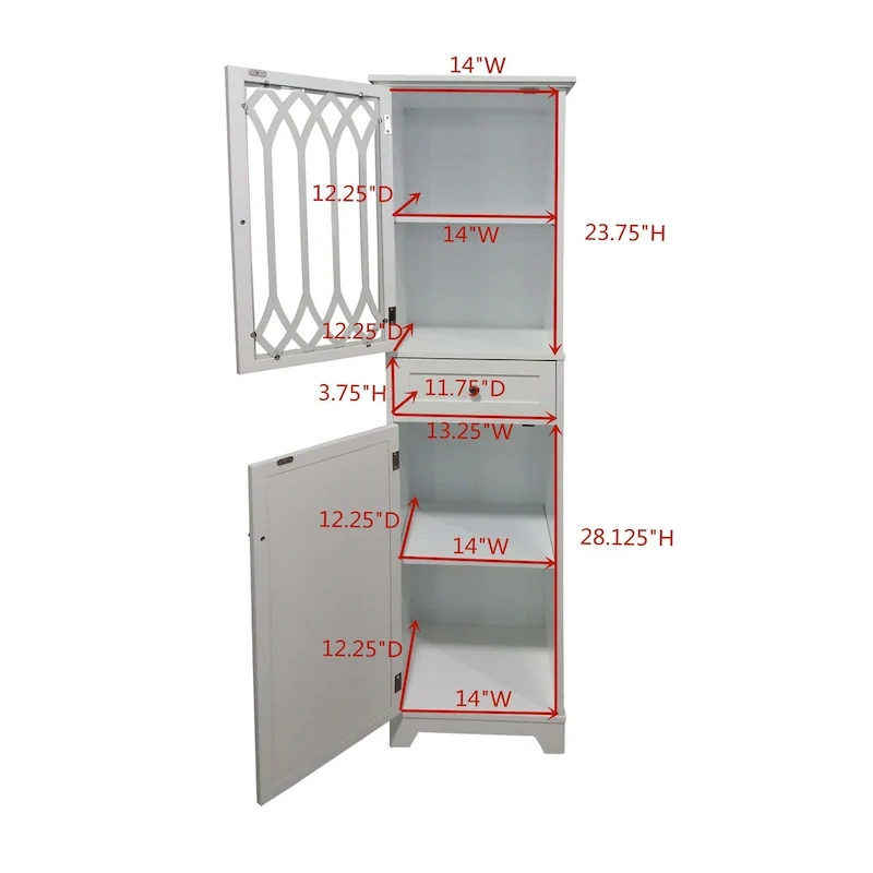 Meuble de Rangement Haut pour Salle de Bain - Colonne de Salle de Bain, Blanc