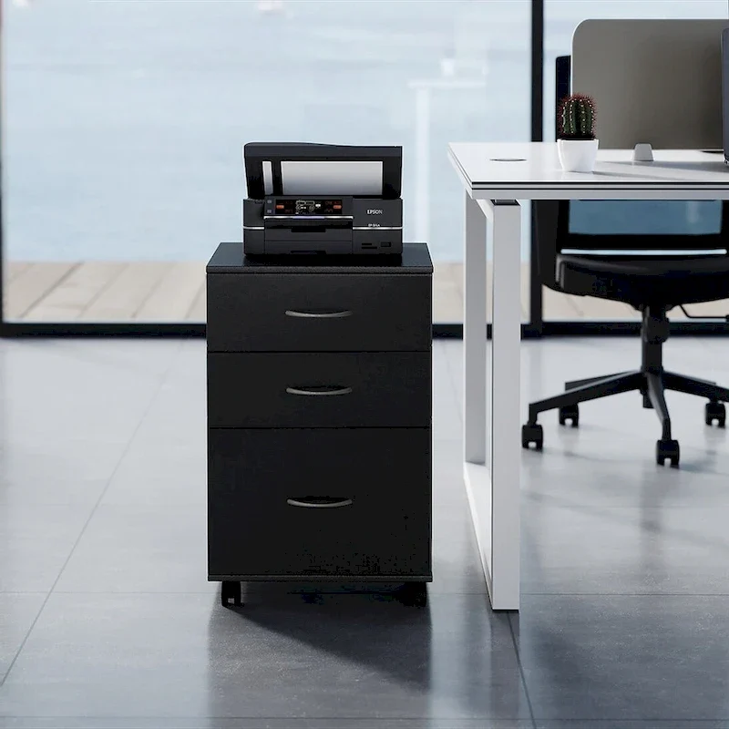 Meuble de classement mobile à 3 tiroirs avec roulettes - Parfait pour le bureau à domicile et l'espace de travail - Se glisse sous le bureau