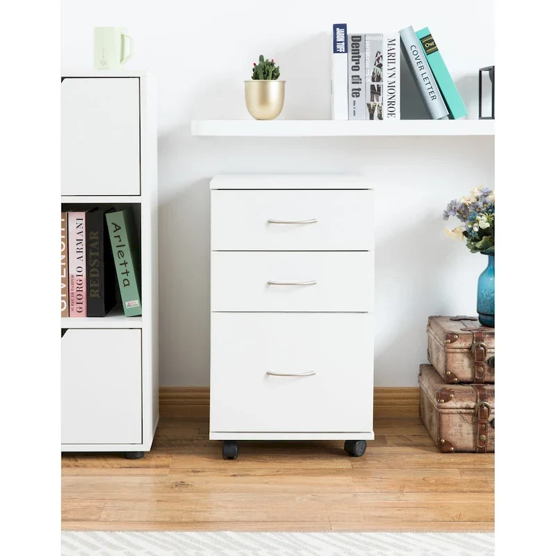 Meuble de classement mobile à 3 tiroirs avec roulettes - Parfait pour le bureau à domicile et l'espace de travail - Se glisse sous le bureau