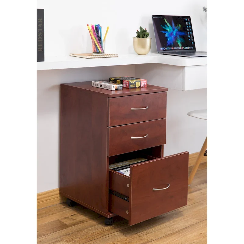 Meuble de classement mobile à 3 tiroirs avec roulettes - Parfait pour le bureau à domicile et l'espace de travail - Se glisse sous le bureau