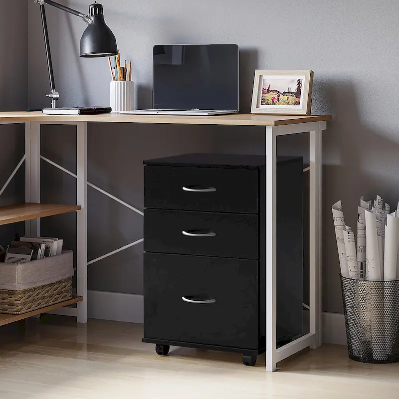 Meuble de classement mobile à 3 tiroirs avec roulettes - Parfait pour le bureau à domicile et l'espace de travail - Se glisse sous le bureau