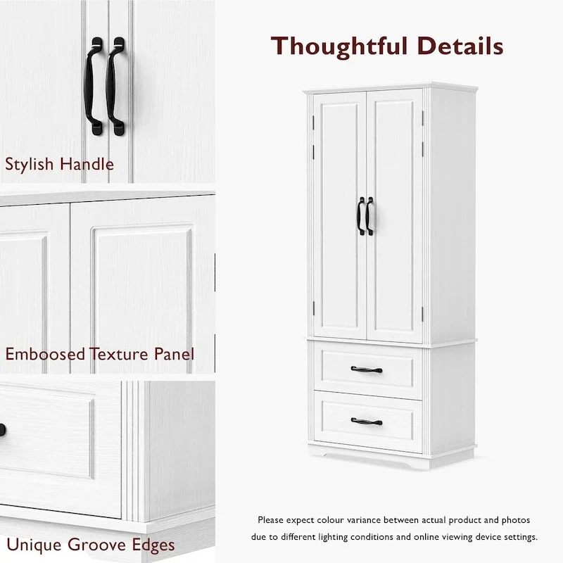 Meuble de rangement haut de cuisine de 180,34 cm, placard de rangement autonome avec 2 tiroirs, armoire de cuisine