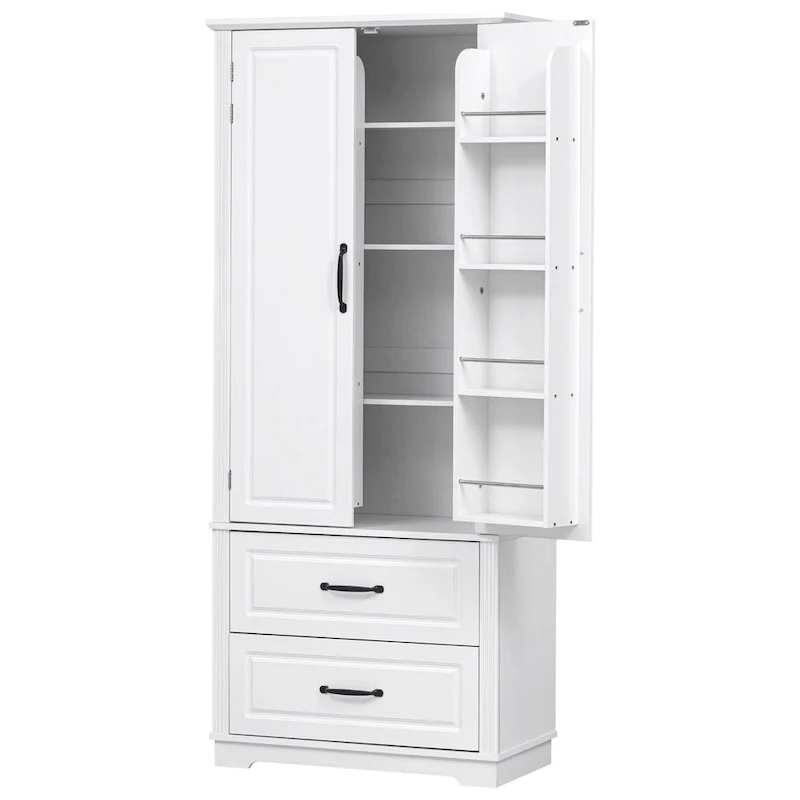 Meuble de rangement haut de cuisine de 180,34 cm, placard de rangement autonome avec 2 tiroirs, armoire de cuisine