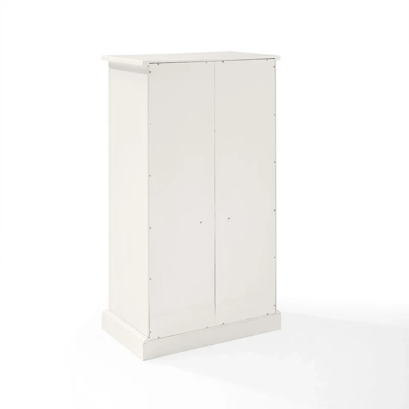 Meuble d'appoint blanc vieilli avec portes à panneaux perlés