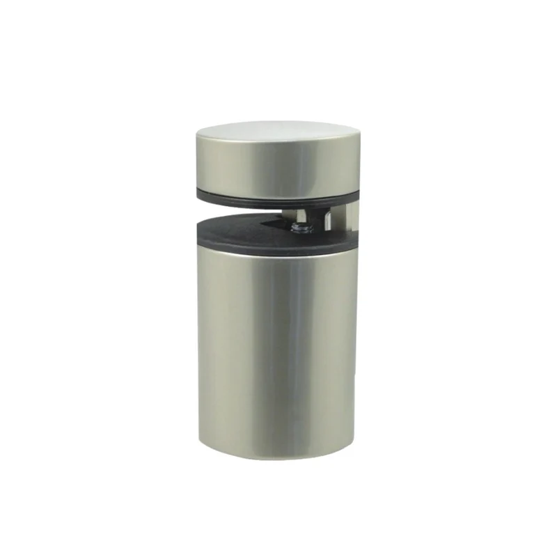 Support étagère verre et panneau cylindrique - Acier brossé