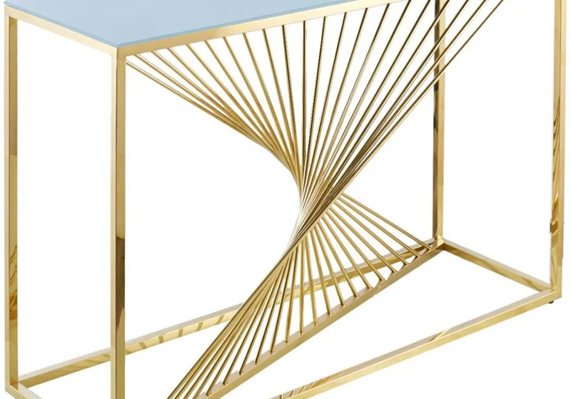 Console design doré verre blanc - Luc