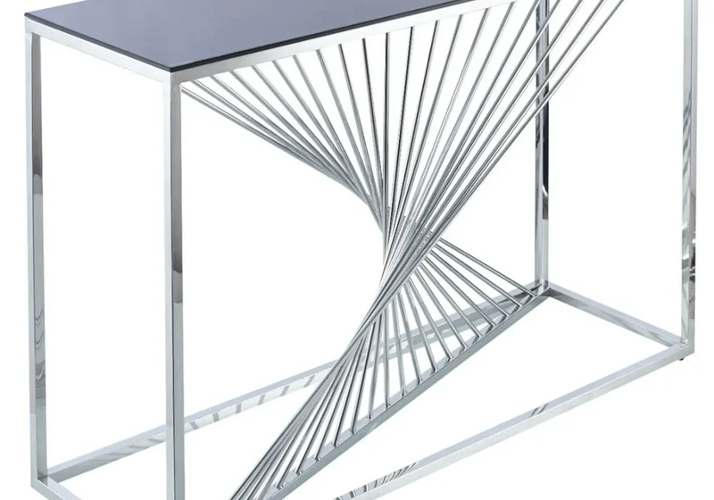 Console design chromé verre noir - Luc
