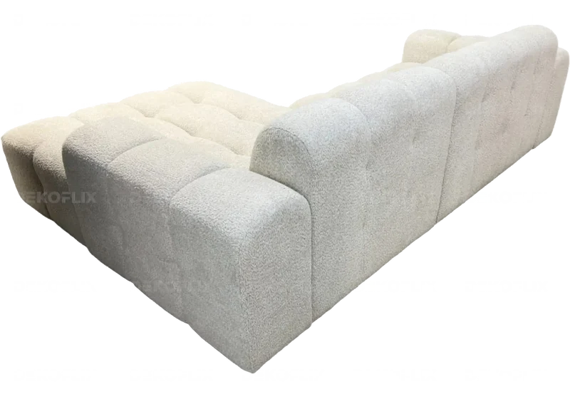 Canapé angle moderne doudou boucle blanc - Sary