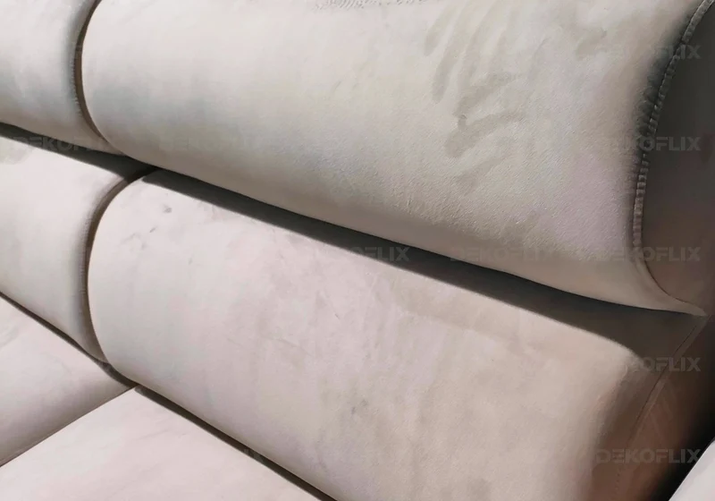 Canapé angle moderne velours beige - Deny