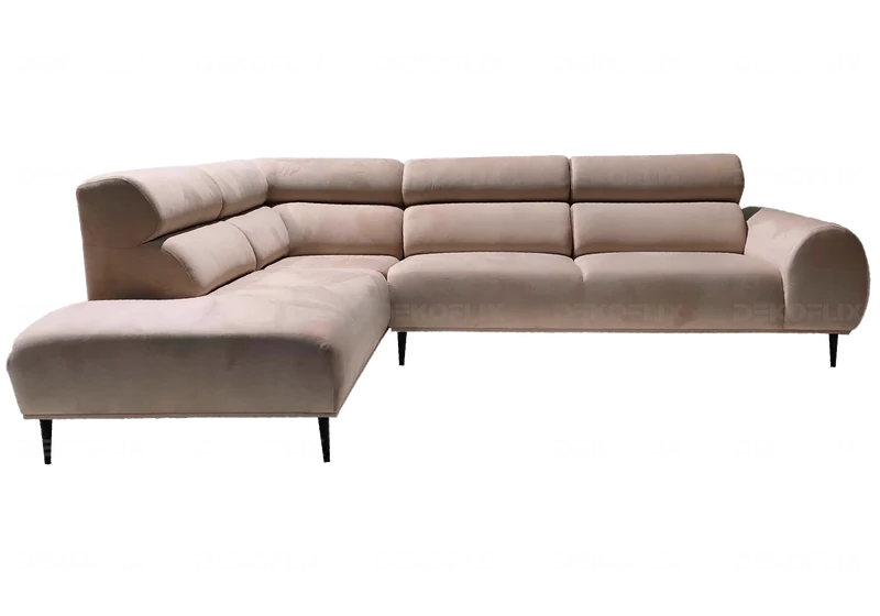 Canapé angle moderne velours beige - Deny