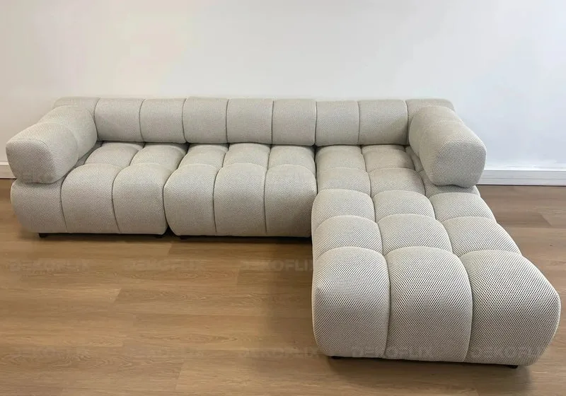 Canapé angle modulable tissu beige - Alen