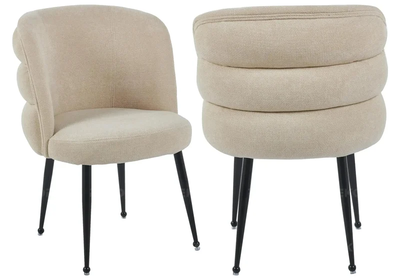 Fauteuils de table en tissu effet lin moka - Liza x2