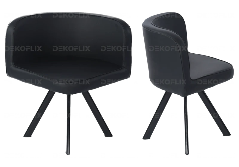 Ensemble table marbre et 6 chaises noir - Space