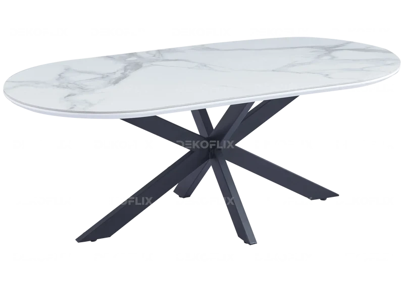 Table basse noire céramique marbre blanc - Ruis