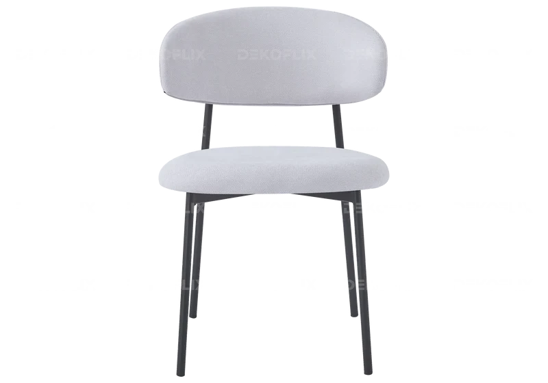 Chaise de table velours beige pieds noir - Asna x4