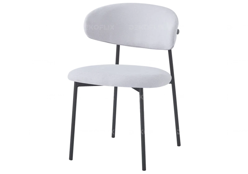 Chaise de table velours beige pieds noir - Asna x4