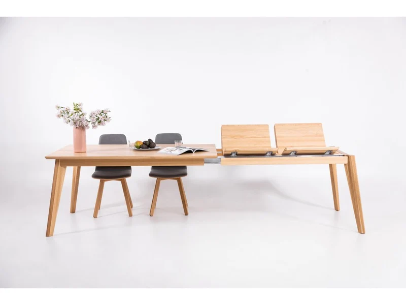 Table de salle à manger extensible en chêne massif avec 2 rallonges KAMBIO 2 - VESKOR