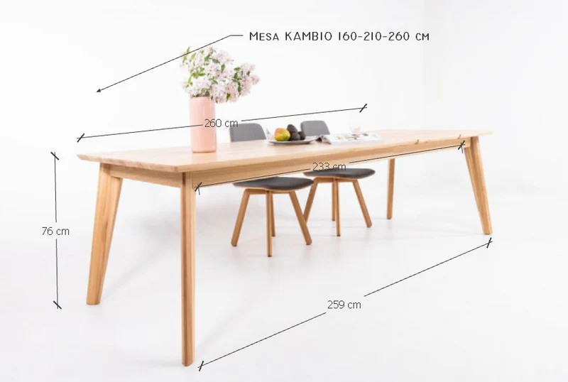 Table de salle à manger extensible en chêne massif avec 2 rallonges KAMBIO 2 - VESKOR