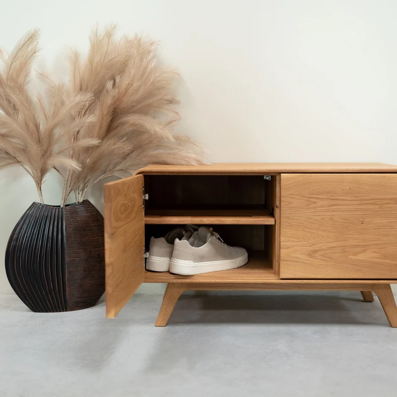 Banc avec rangement en bois massif de chêne Genève - NordicStory