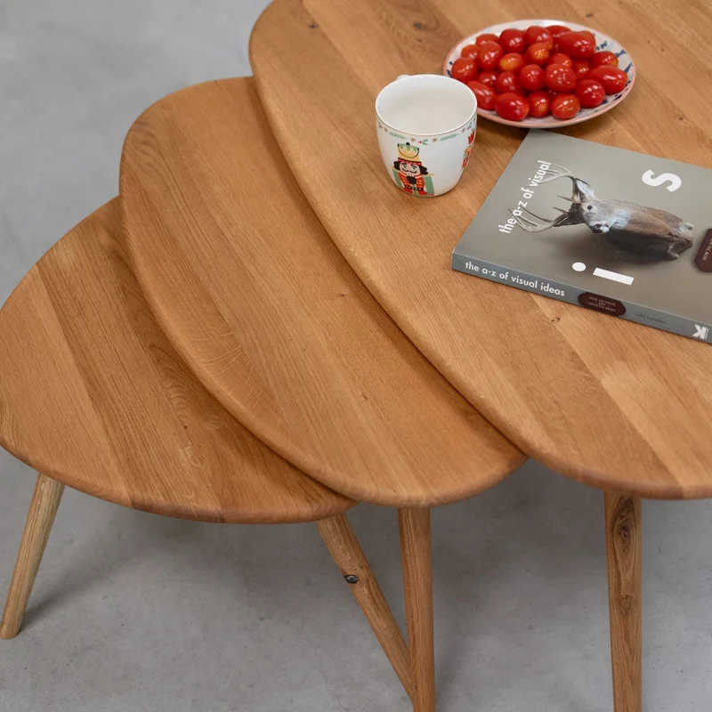 Lot de 3 tables basses gigognes en chêne massif Genève - NordicStory