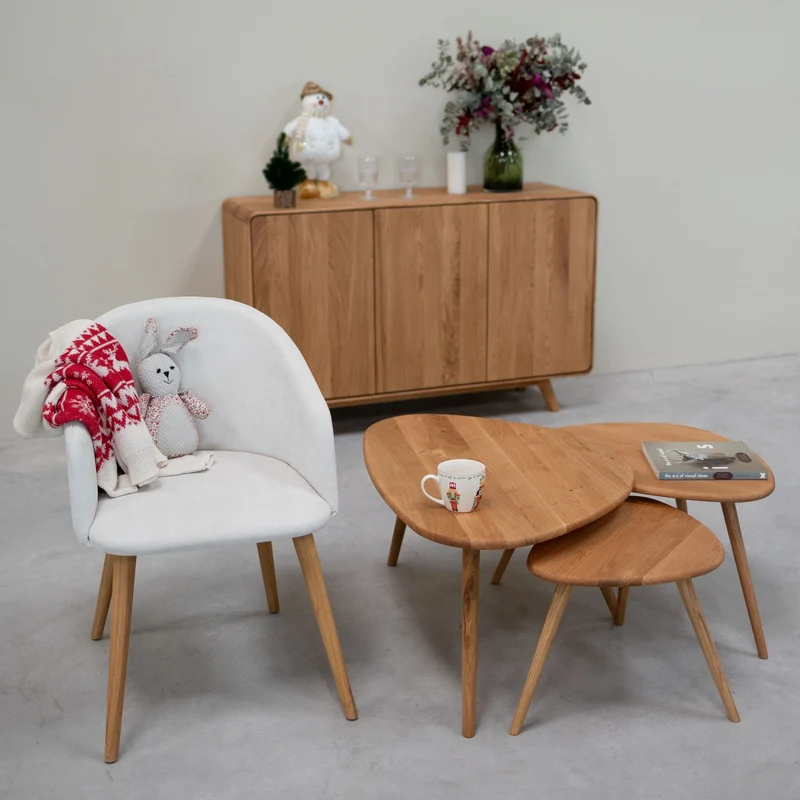 Lot de 3 tables basses gigognes en chêne massif Genève - NordicStory